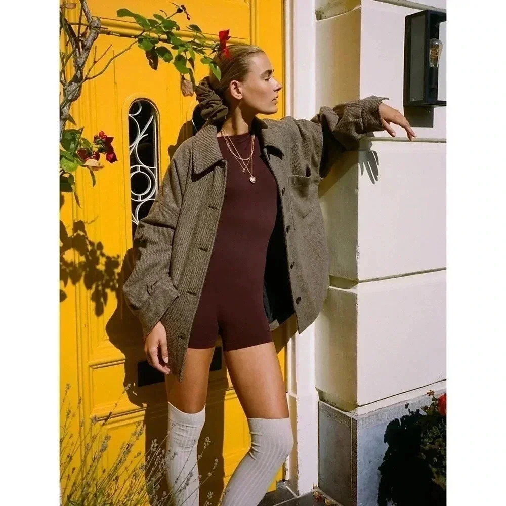 NWT Free People Wool Blend Barn Jacket Brown Large - Picture 3 of 6